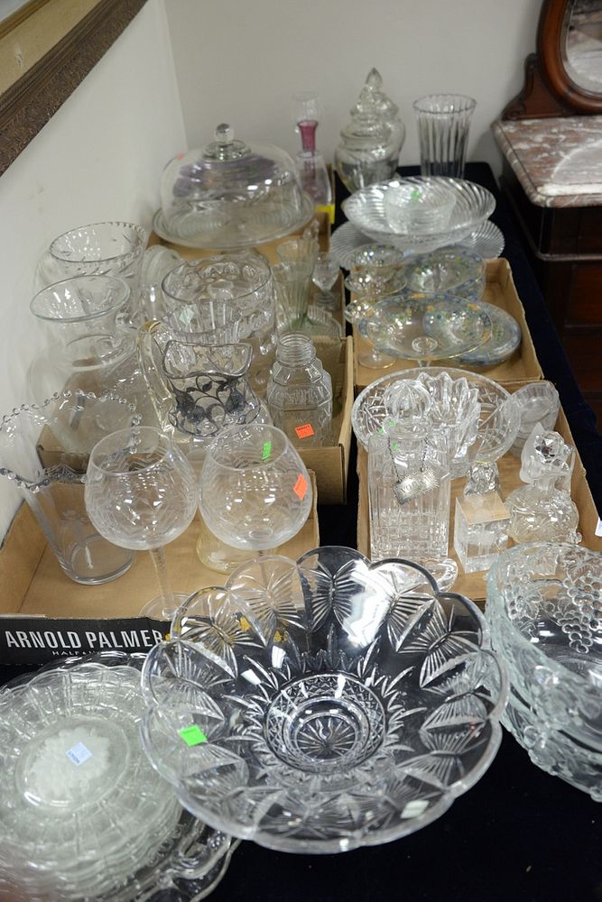 Appraisal: Large Table Lot of Clear and Colored Glass to include