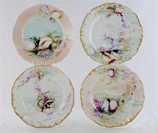 Appraisal: Haviland painted porcelain plates circa scalloped rim centering allover painted