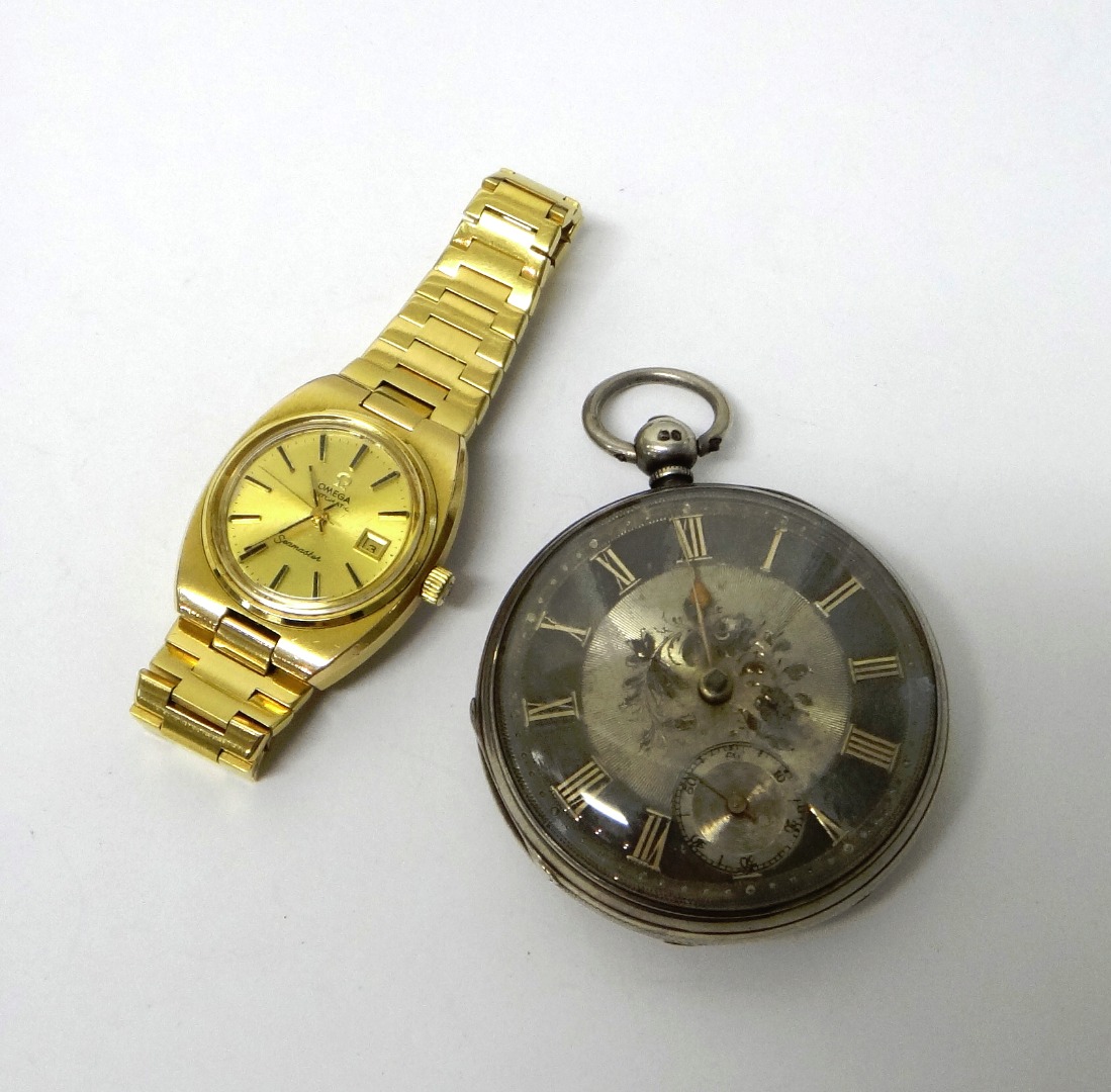 Appraisal: A lady's gilt metal and steel backed Omega Seamaster Automatic