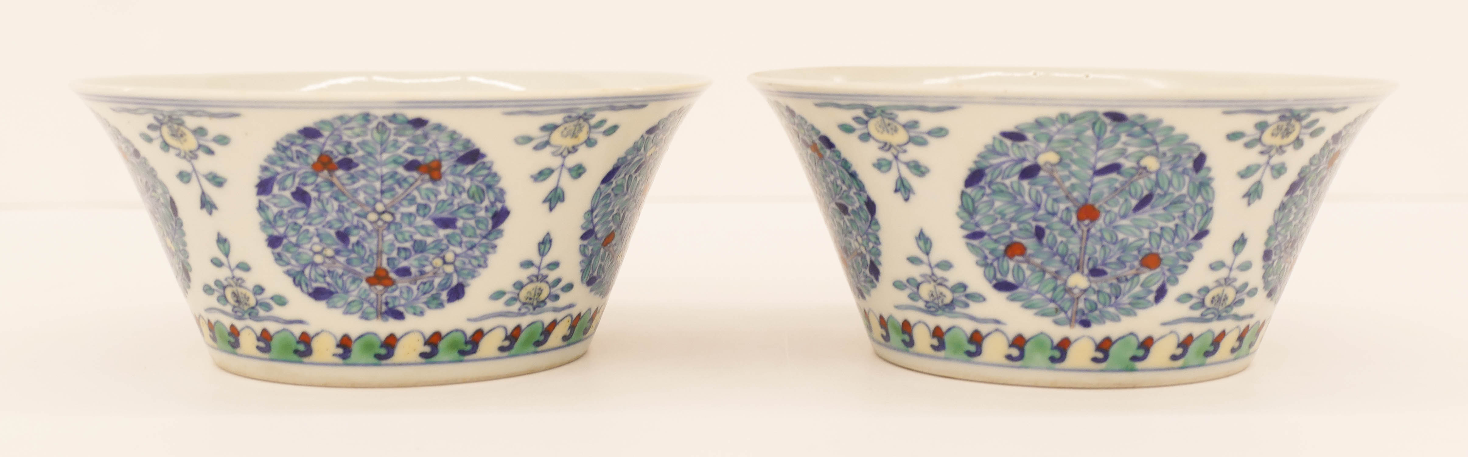 Appraisal: Pair Chinese Daoguang Doucai Bowls ''x '' Fine pair of