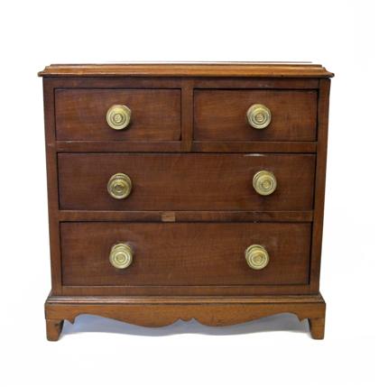 Appraisal: Miniature walnut four drawer chest early th century