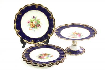 Appraisal: A Royal Crown Derby botanical dessert service with wavy rims