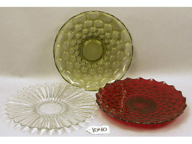 Appraisal: Group of large Heisey glass platters in green clear and