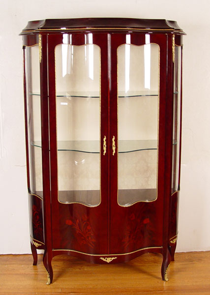 Appraisal: BOW SIDED FRENCH STYLE CHINA CURIO DISPLAY CABINET Serpentine front