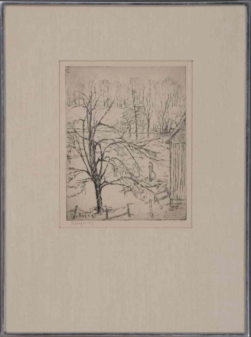 Appraisal: ROSE KUPER - POND IN WINTER Etching on paper signed