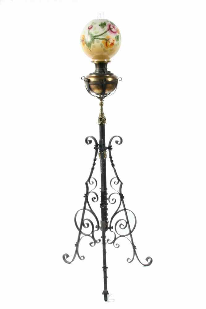 Appraisal: VICTORIAN FLOOR PIANO LAMP - Bradley Hubbard Fancy Wrought Iron