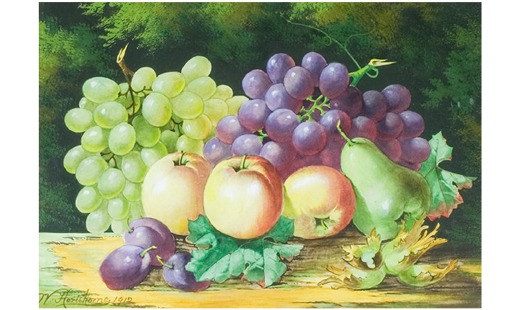 Appraisal: W Hartshorne Framed Watercolour Still Life Fruit Signed And Dated