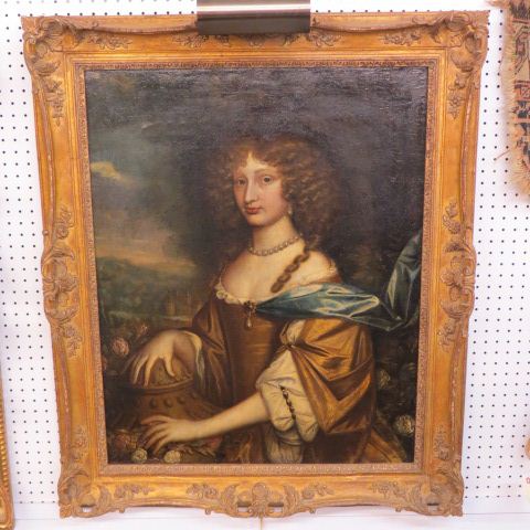 Appraisal: Early Oil Painting of a Countess fine jewelry castle in