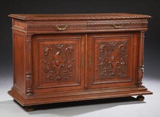 Appraisal: French Henri II Style Carved Oak Sideboard c French Henri