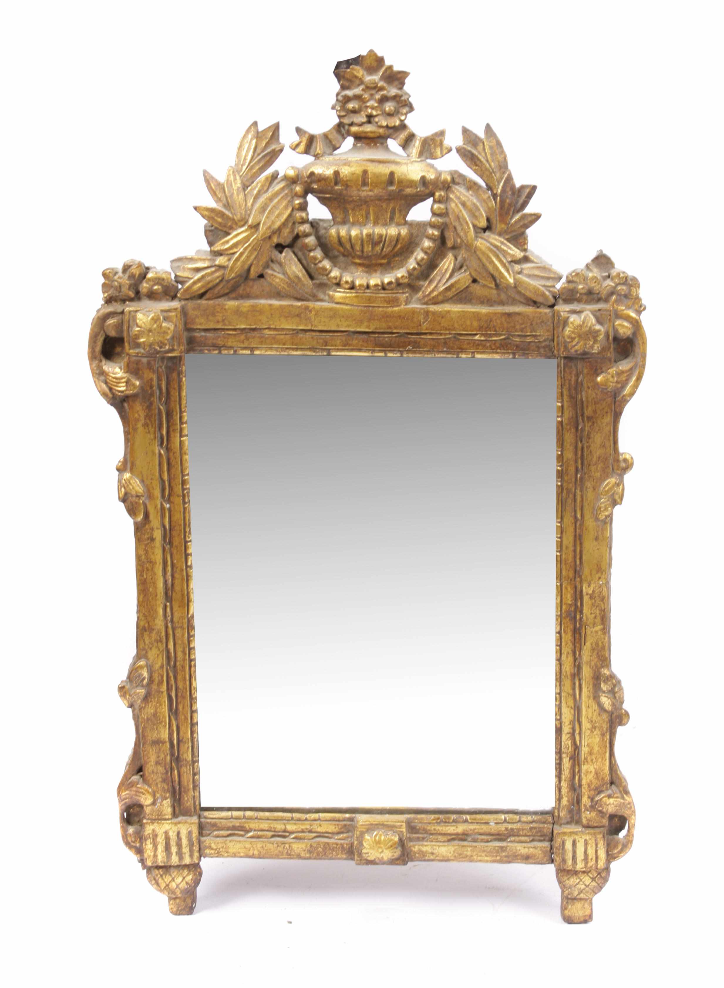 Appraisal: A Louis XVI style carved giltwood mirror height in width