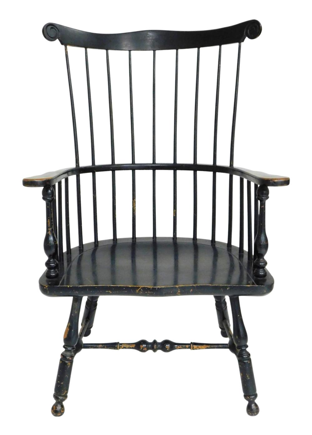 Appraisal: COMB BACK REPRODUCTION WINDSOR CHAIR AMERICAN TH C PINE PAINTED