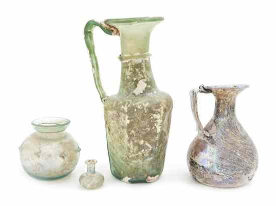 Appraisal: A Byzantine Clear Glass Pitcher together with three small glass