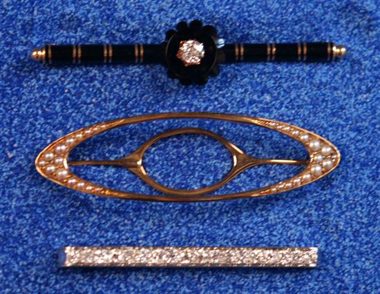 Appraisal: THREE LADIES BROOCHES including a white gold and diamond bar