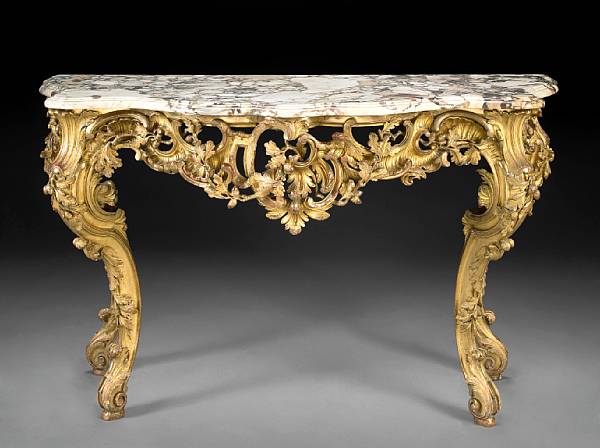 Appraisal: A Louis XV style carved giltwood console table th century