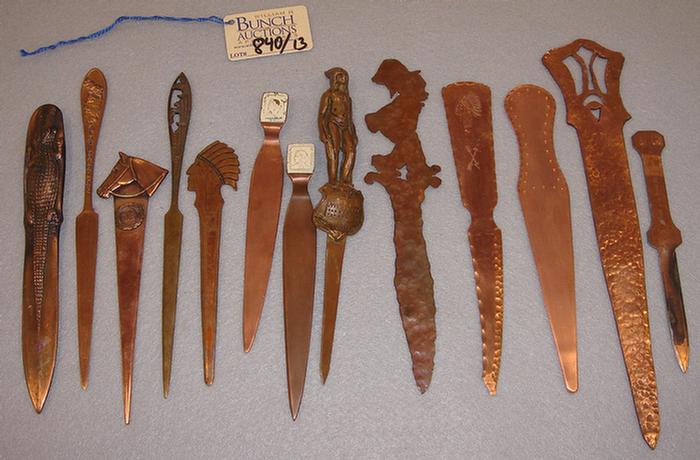 Appraisal: Lot of vintage copper American Indian themed letter openers Including