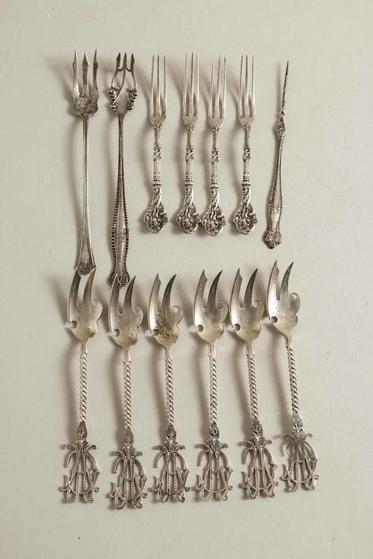 Appraisal: Assorted Sterling Silver Forks Pick Lot of six sterling silver