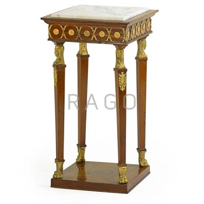 Appraisal: EGYPTIAN REVIVAL MARBLE TOP PEDESTAL Condition Report