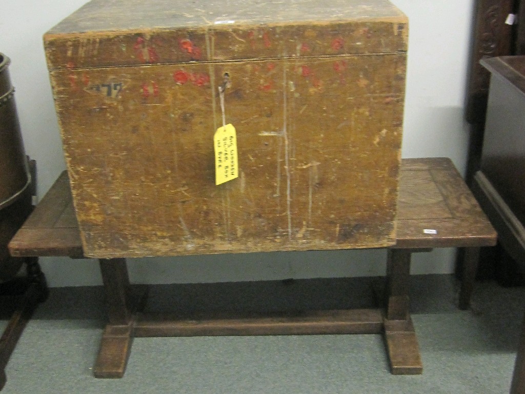 Appraisal: Lot comprising silver chest and an oak table