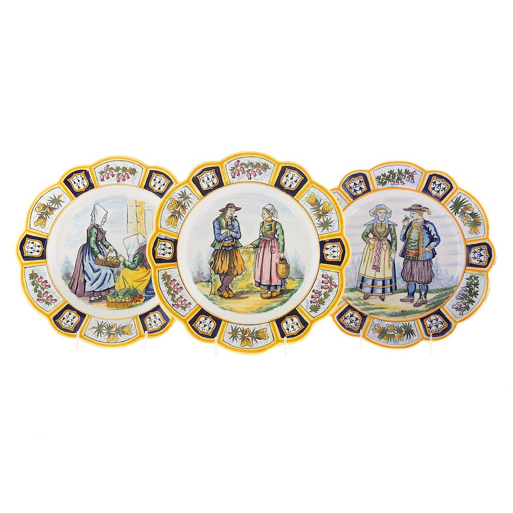 Appraisal: Three Henriot Quimper Plates circa each with scalloped edge and