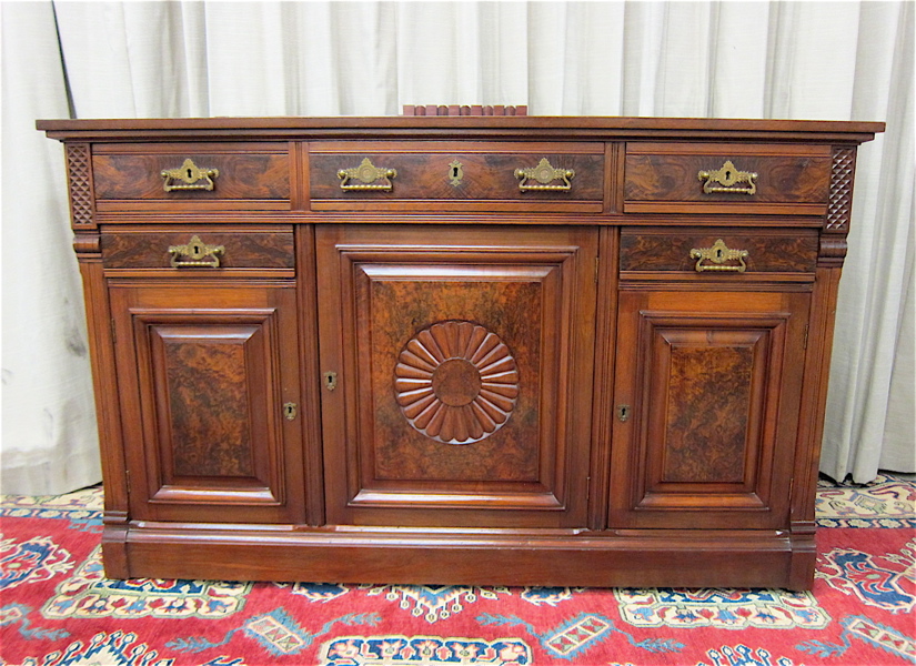 Appraisal: VICTORIAN WALNUT AND BURL WALNUT BUFFET American late th century