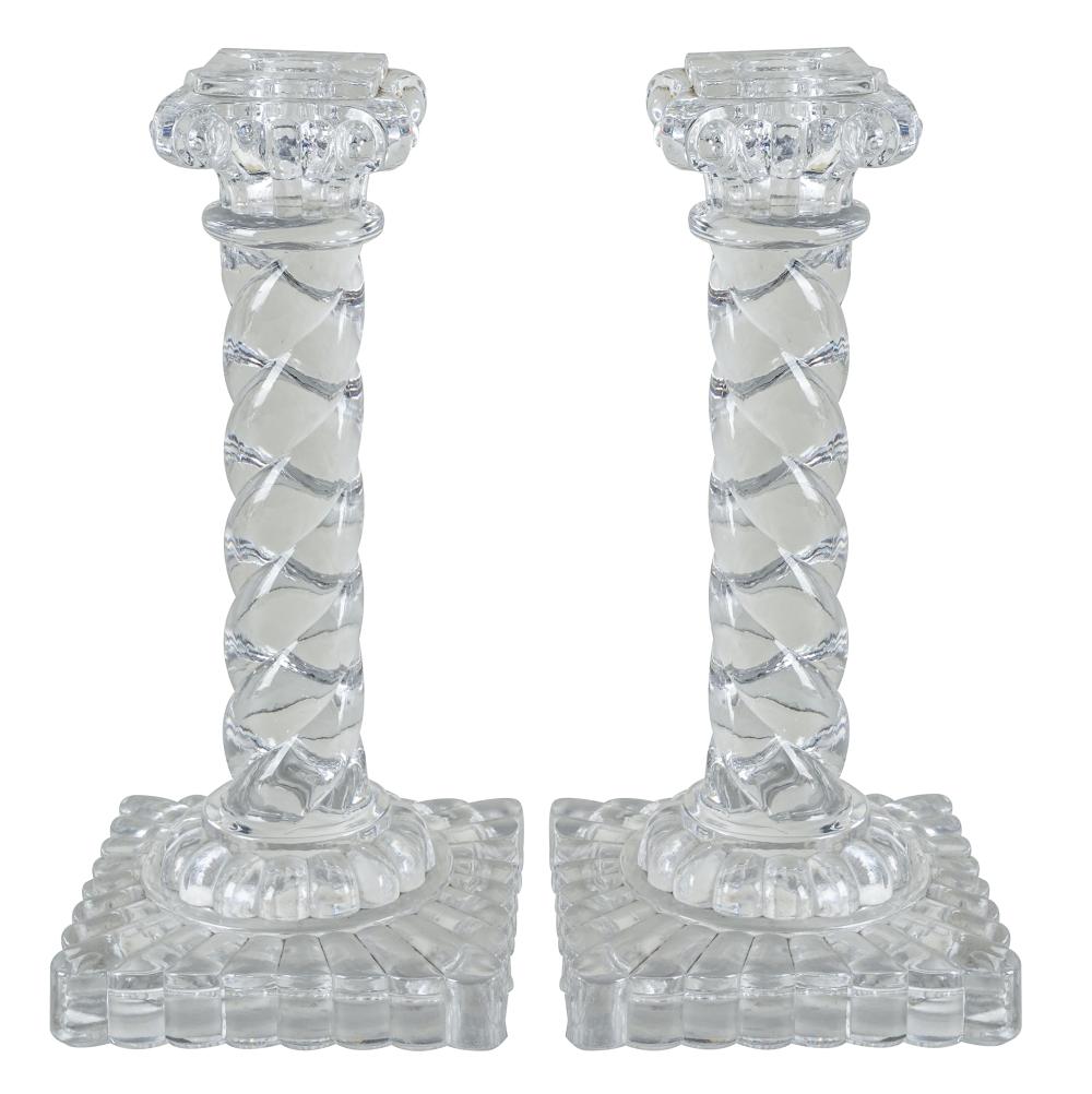 Appraisal: PAIR OF BACCARAT CRYSTAL CANDLESTICKSmarked to underside Provenance The Estate