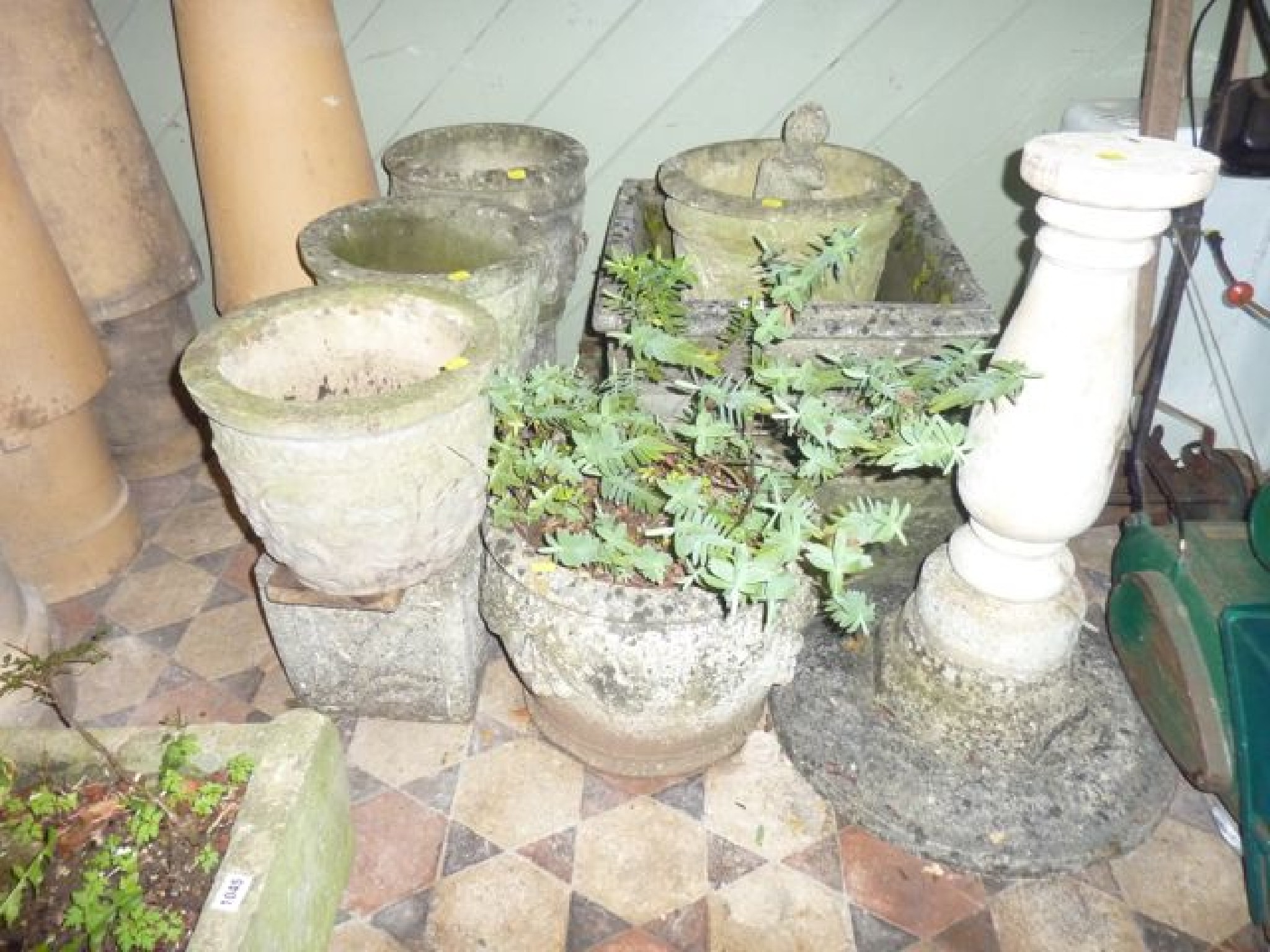 Appraisal: One lot of weathered composition stone garden planters etc of