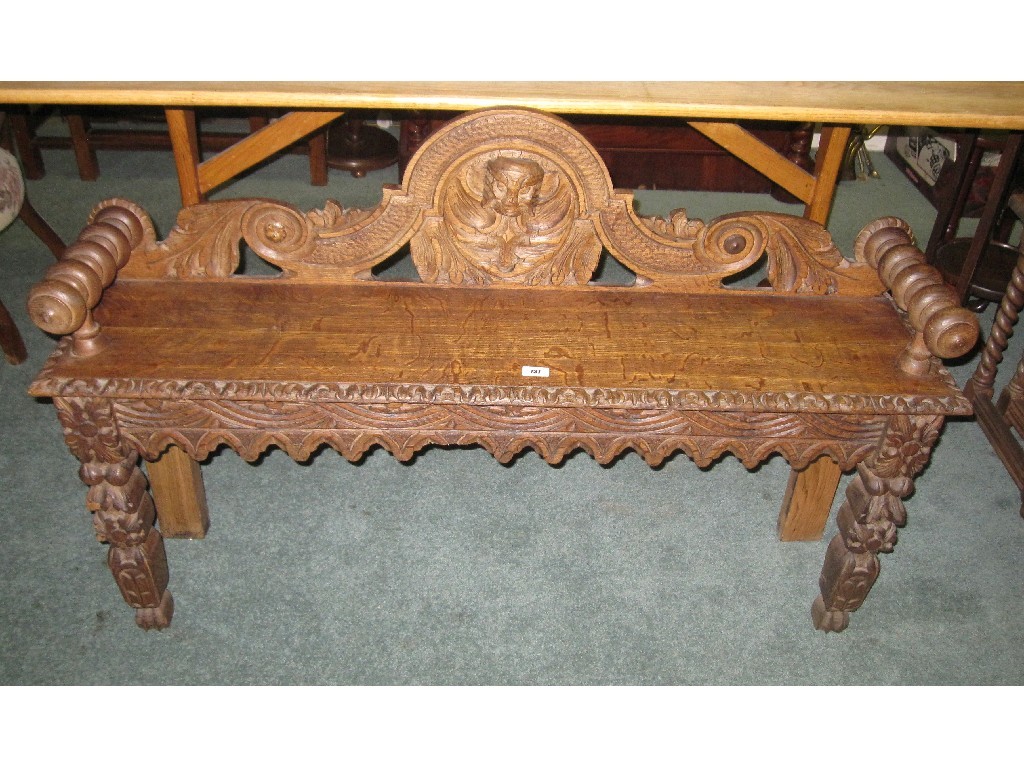 Appraisal: Carved oak window seat