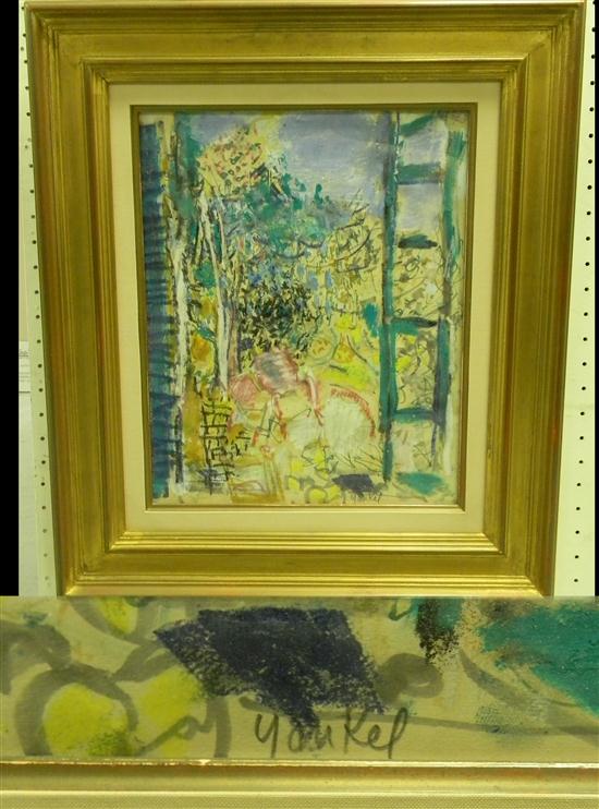 Appraisal: Jacques Yankel French - gouache ''Le Jardin'' signed LR framed