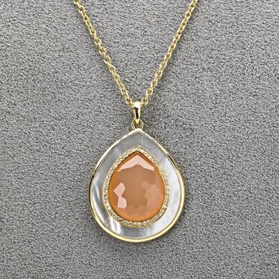 Appraisal: IPPOLITA K GOLD DIAMOND ONDINE NECKLACE Rose cut peach moonstone