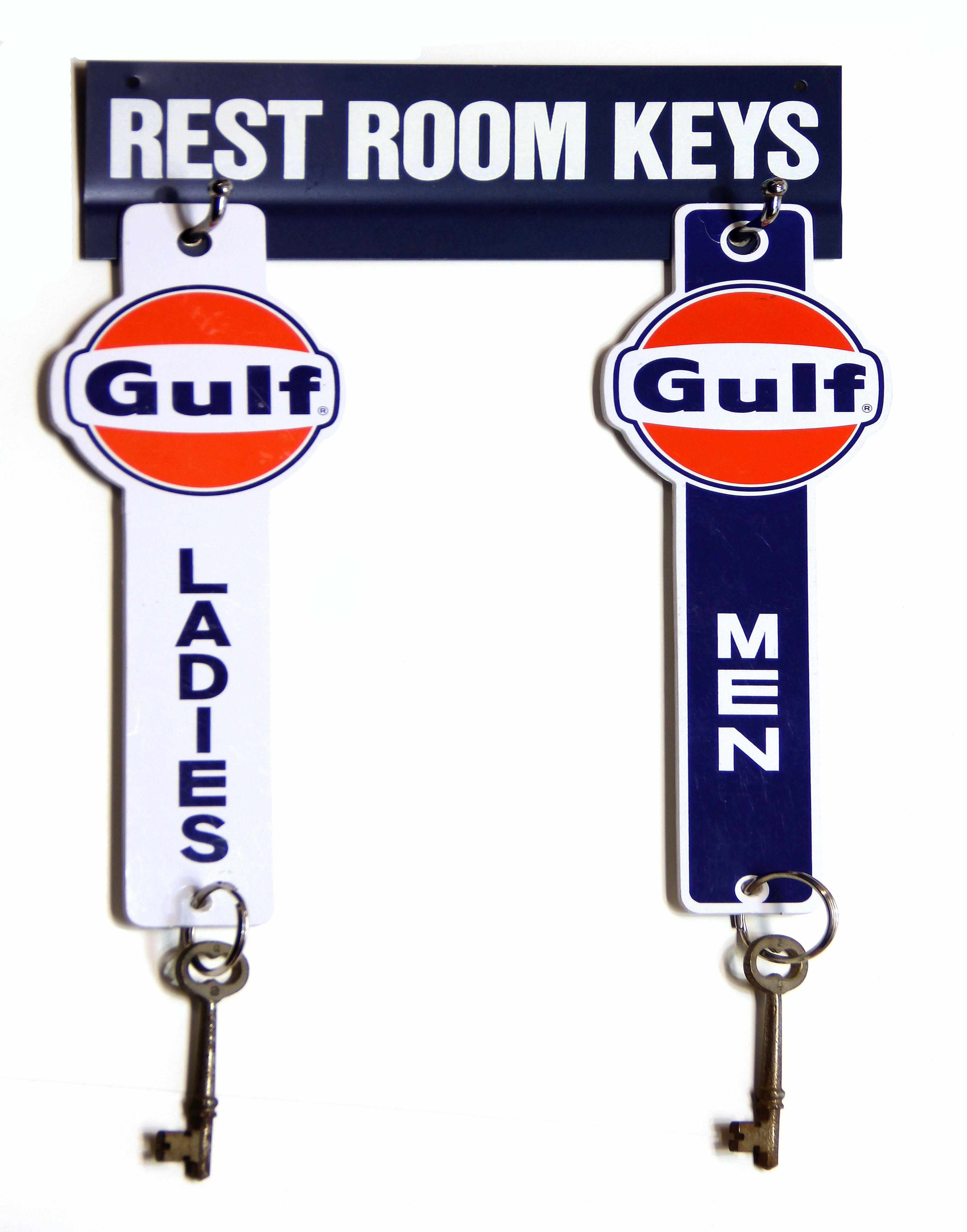 Appraisal: A Gulf restroom key set with hanger circa s two