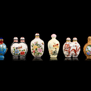 Appraisal: Six Chinese Metal and Metal Snuff Bottles LATE TH- TH