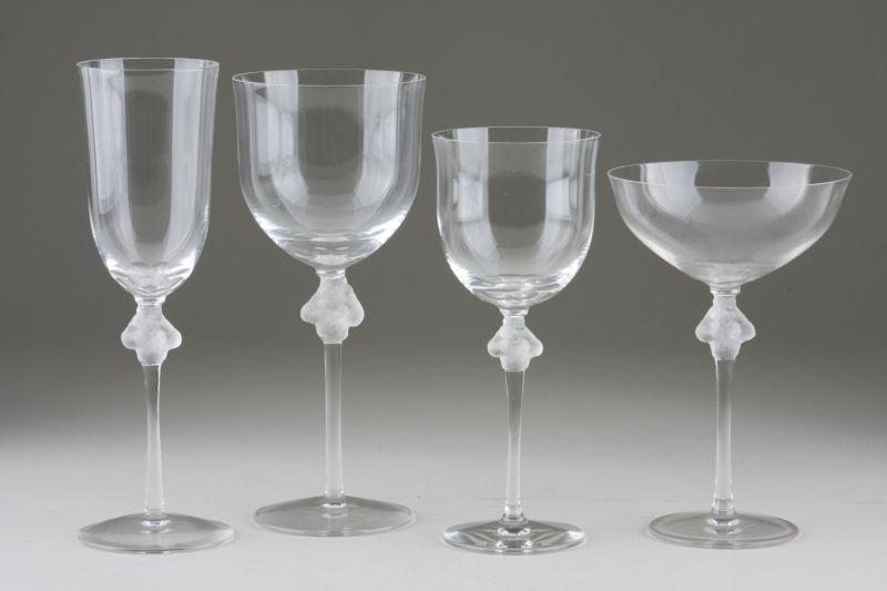 Appraisal: Group of Lalique Roxanne Stemware Pieces including red wine stems