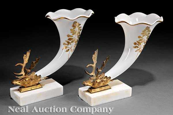 Appraisal: A Pair of American Gilt Decorated Glass and Gilt Bronze