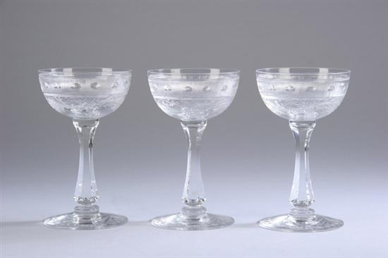 Appraisal: TEN HAWKES CRYSTAL CHAMPAGNE COUPES - in high