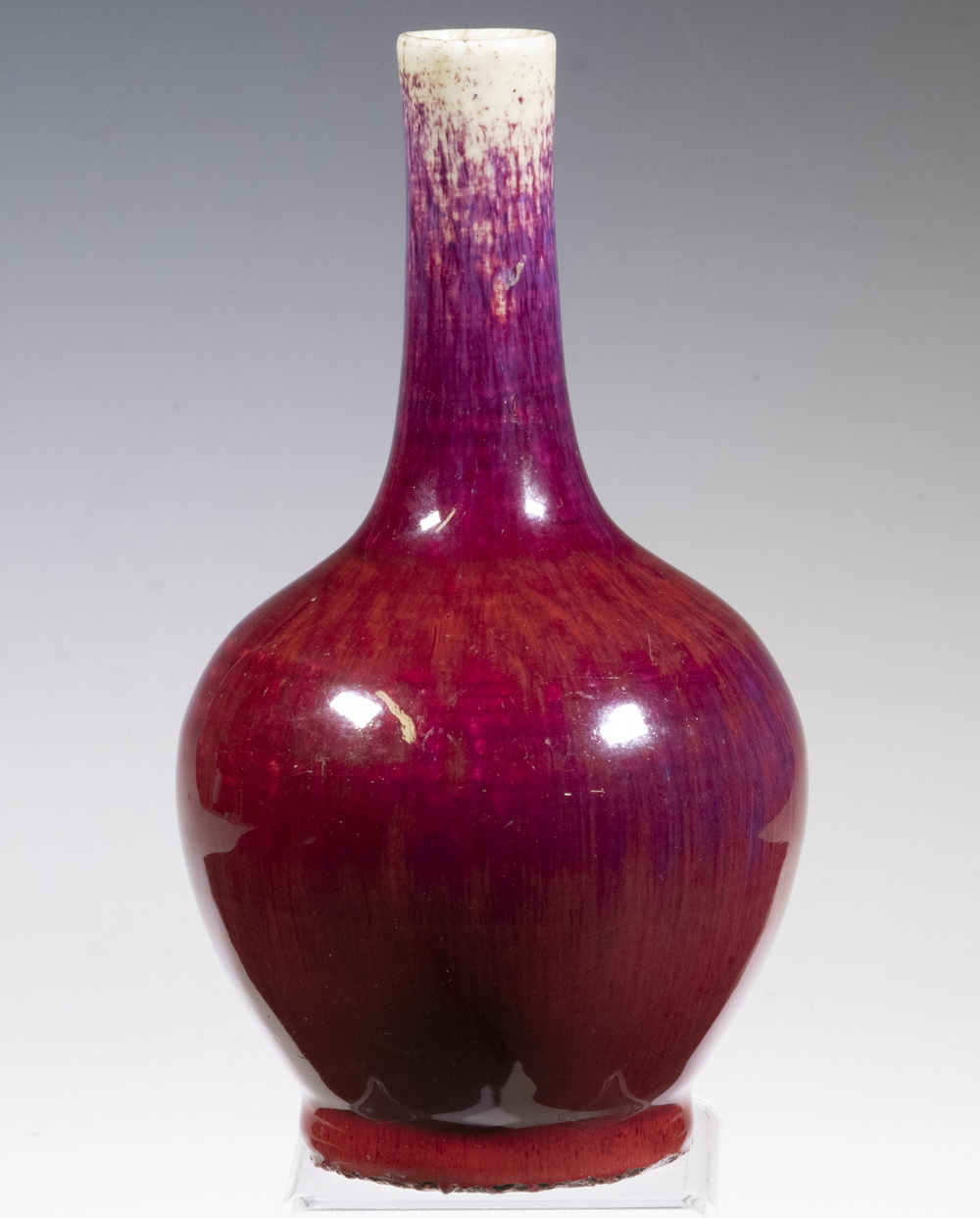 Appraisal: CHINESE SANG DE BOEUF VASE Oxblood Glazed Bottle Form Vase