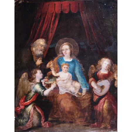 Appraisal: Continental School th Century Holy Family with Angels Estimate -