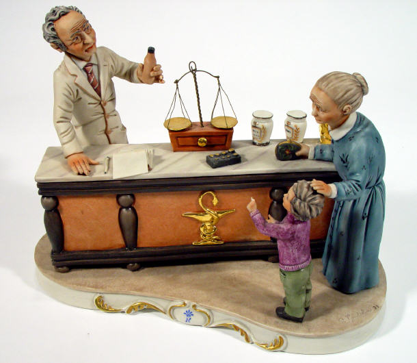 Appraisal: Hand painted Capo-di-Monte figure group a chemists artists signature and