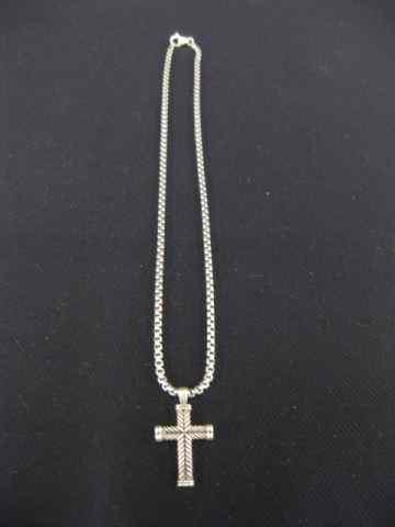 Appraisal: David Yurman Sterling Silver Necklace Crosspendant '' long '' cross