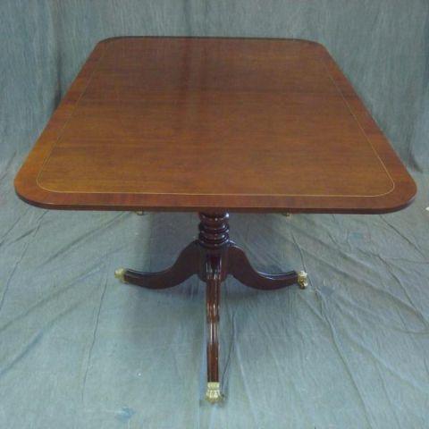 Appraisal: BAKER Twin Pedestal Banded Dining Table From a Park Ave