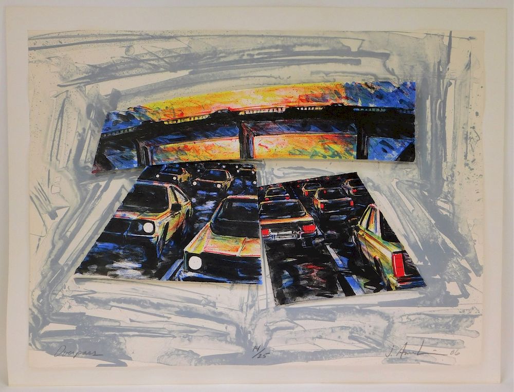 Appraisal: Joe Armhein Overpass Freeway -D Car Lithograph Joe Armhein United