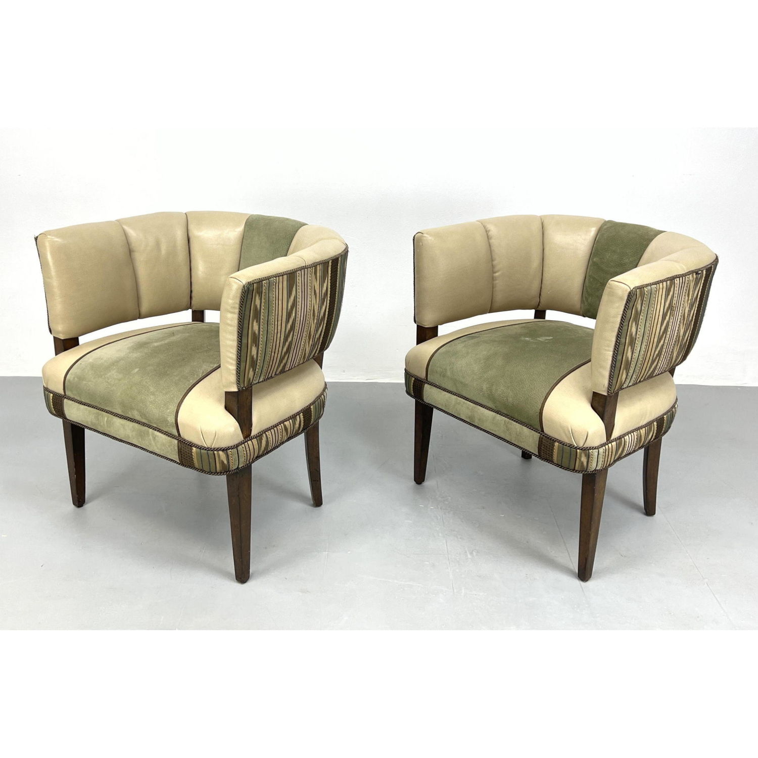 Appraisal: Pair Decorator Tub Chairs with Barrel Backs Dimensions H inches