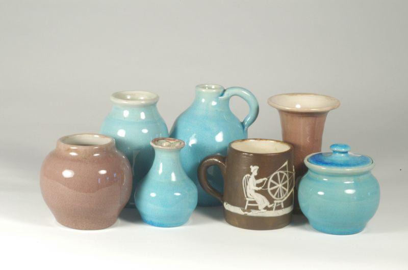 Appraisal: Pisgah Forest Seven pieces four vases one mug one bowl