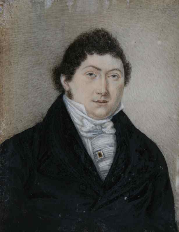 Appraisal: MINIATURE WATERCOLOR ON IVORY PORTRAIT OF A MAN IN BLACK