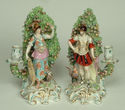 Appraisal: A PAIR OF SAMSON PORCELAIN FIGURAL CANDLESTICKS after the Chelsea