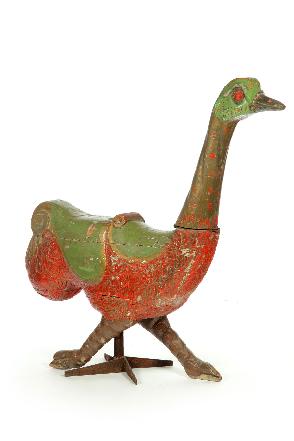 Appraisal: CAROUSEL OSTRICH Probably European late th-early th century softwood Nicely