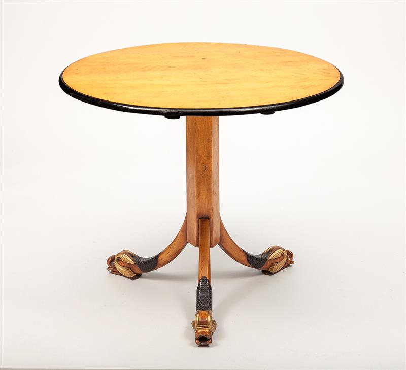 Appraisal: Swedish Neoclassical Style Maple and Parcel-Gilt Pedestal End Table x