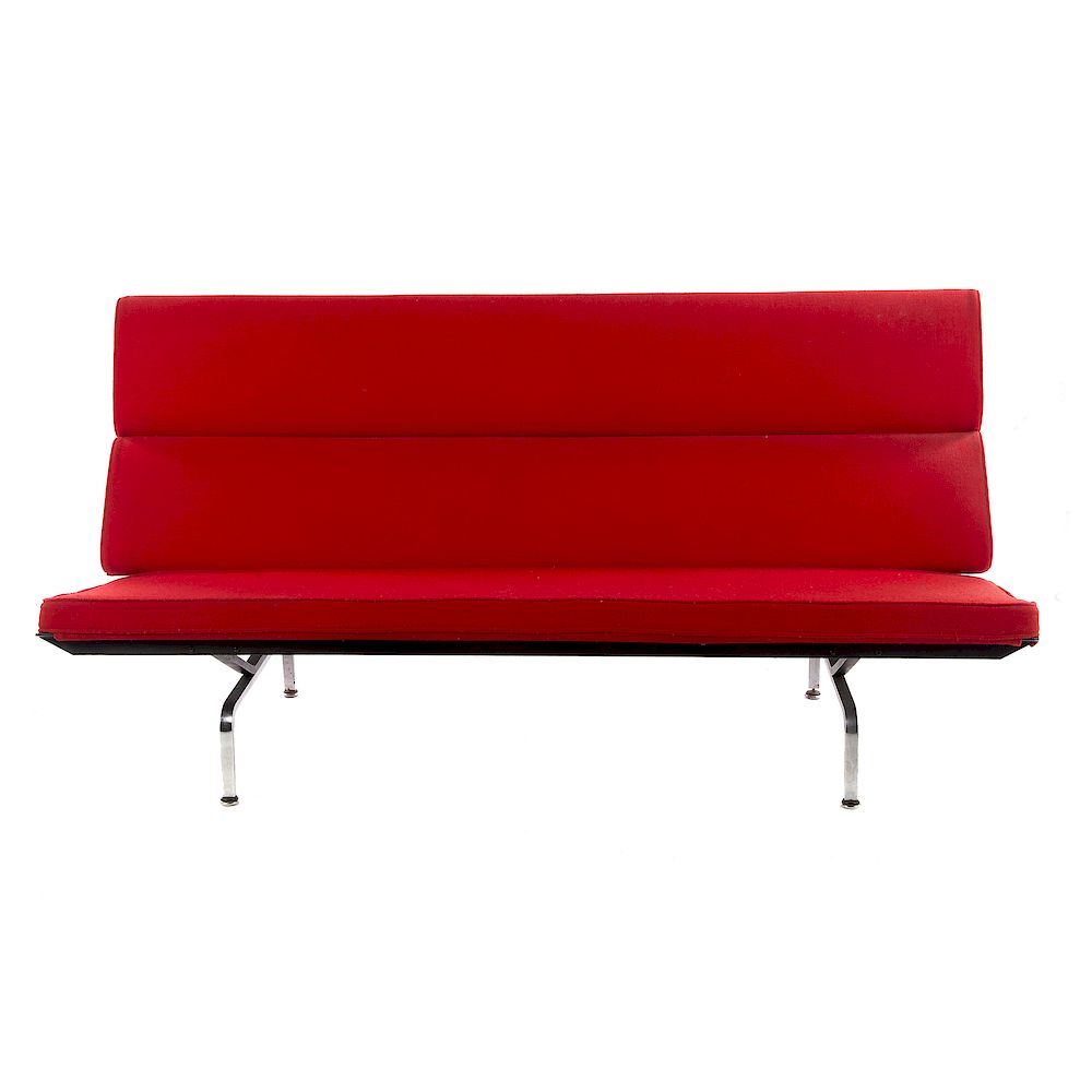 Appraisal: Charles Eames for Herman Miller Sofa Compact Circa red upholstered