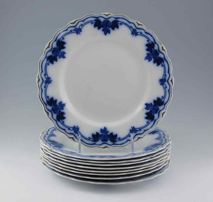 Appraisal: WH GRINDLEY CO ENGLISH FLOW BLUE PLATES CA - Set