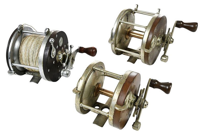 Appraisal: Three Vintage Fishing Reels each German silver and hard rubber