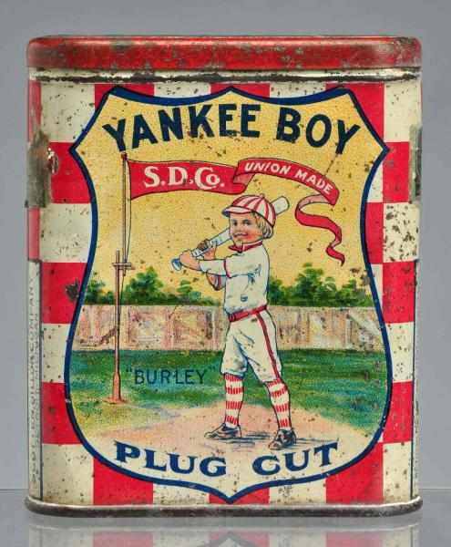 Appraisal: Yankee Boy Vertical Pocket Tobacco Tin Description Nice example with